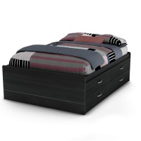 South Shore Cosmos Captain Bed With 4 Drawers, Full 54-Inch, Black Onyx