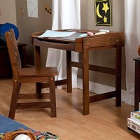 Lipper International Childs Chalkboard Desk And Chair, 2-Piece Set, Walnut Finish