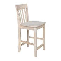 International Concepts Slat Back Stool, 24-Inch Sh, Unfinished