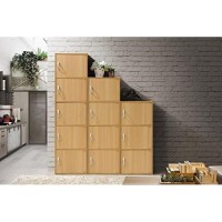 Hodedah Import 4-Shelf Bookcase Cabinet, Beech