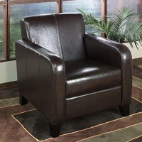 Armen Living 1400 Faux Leather Club Chair, 23X30X32, Brown