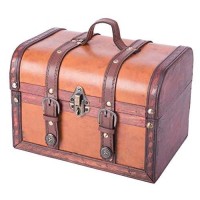 Vintiquewise Qi003006.L Tm Decorative Wood Leather Treasure Box (Large Trunk Only)