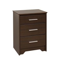 Prepac Coal Harbor Contemporary Tall Nightstand Side Table With 3 Drawers, Functional 3-Drawer Bedside Table 1575 D X 205 W X 27 H, Espresso, Ech-2027