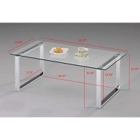 Kings Brand Furniture Modern Chrome Finish With Glass Top Rectangular Cocktail Coffee Table For Living Room