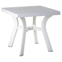 Compamia Viva 31 Resin Square Patio Dining Table In White, Commercial Grade