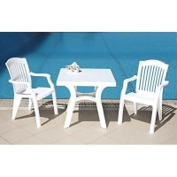 Compamia Viva 31 Resin Square Patio Dining Table In White, Commercial Grade