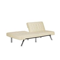 Dhp Emily Futon With Chrome Legs, Vanilla Faux Leather