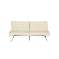 Dhp Emily Futon With Chrome Legs, Vanilla Faux Leather