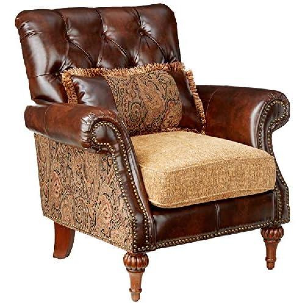 Acme Dreena Rolled Arm Upholstered Chair With 1 Pillow In Brown Faux Leather