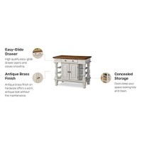 Homestyles Kitchen Island Americana Dual Side Storage Cabinet, 36 Inches High By 42 Inches Wide, Antique White