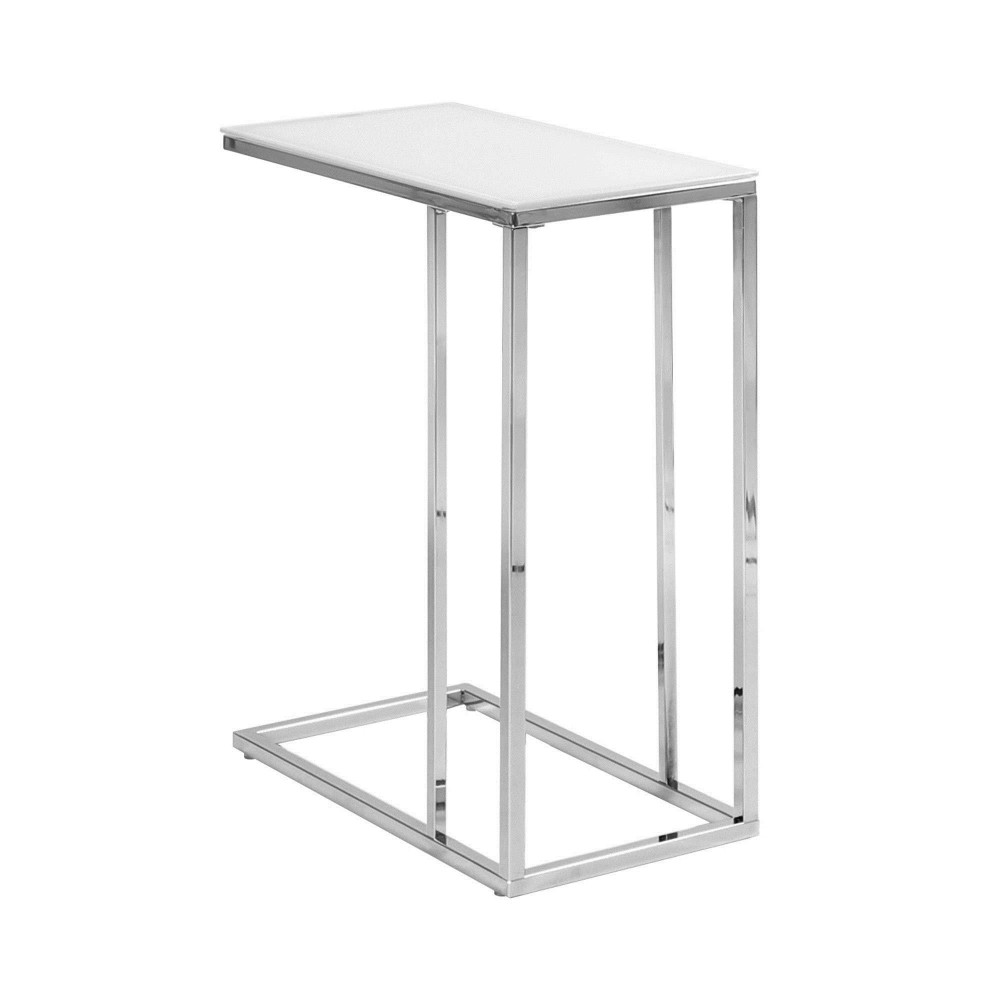 Glass Top Accent Table Chrome And White