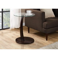 Monarch Specialties Accent Table Espresso Bentwood With Tempered Glass