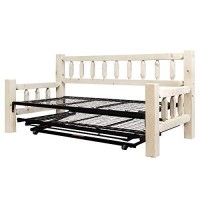 Montana Woodworks Homestead Collection Day Bed With Pop Up Trundle Bed, Clear Lacquer Finish