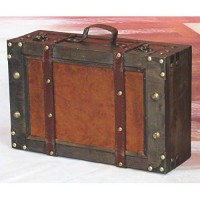 Vintiquewise Old Style Suitcase With Stripes - 13