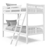 Storkcraft Caribou Solid Hardwood Twin Bunk Bed With Ladder And Safety Rail, White
