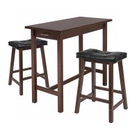 Sally 3-Pc Breakfast Table Set With 2 Cushion Saddle Seat Stools(D0102Hh30Jv.)