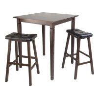 3Pc Kingsgate High/Pub Dining Table With Cushioned Saddle Stool(D0102Hh8Ufw.)