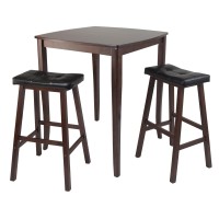 3-Pc Inglewood High/Pub Dining Table With Cushioned Saddle Stool(D0102Hh8Fhv.)
