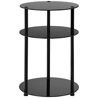 Convenience Concepts Designs2Go Midnight Classic 3-Tier Round Glass Side Table, Black Glass, 15.75 In X 15.75 In X 24.5 In