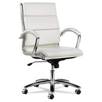 Alera Alenr4206 Neratoli Series Mid-Back Slim Faux Leather Chair - Whitechrome