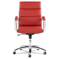 Alera Alenr4239 Neratoli Series Mid-Back Slim Faux Leather Chair - Redchrome