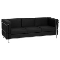 Flash Furniture Hercules Regal Series Contemporary Black Leathersoft Sofa With Encasing Frame