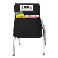 Seat Sack Single Pocket Classroom Chair Storage Pocket -14 Inch, Black