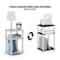 Furinno Just 3-Tier Turn-N-Tube End Table Side Table Night Stand Bedside Table With Plastic Poles, 1-Pack, Whitewhite
