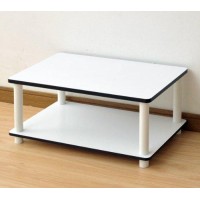 Furinno 11172 Just 2-Tier No Tools Coffee Table, White W/White Tube