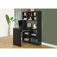 Monarch Specialties I Storage-Bookcase Left Or Right Set Up-Corner Desk With Multiple Adjustable Shelves, 60L, Cappuccino
