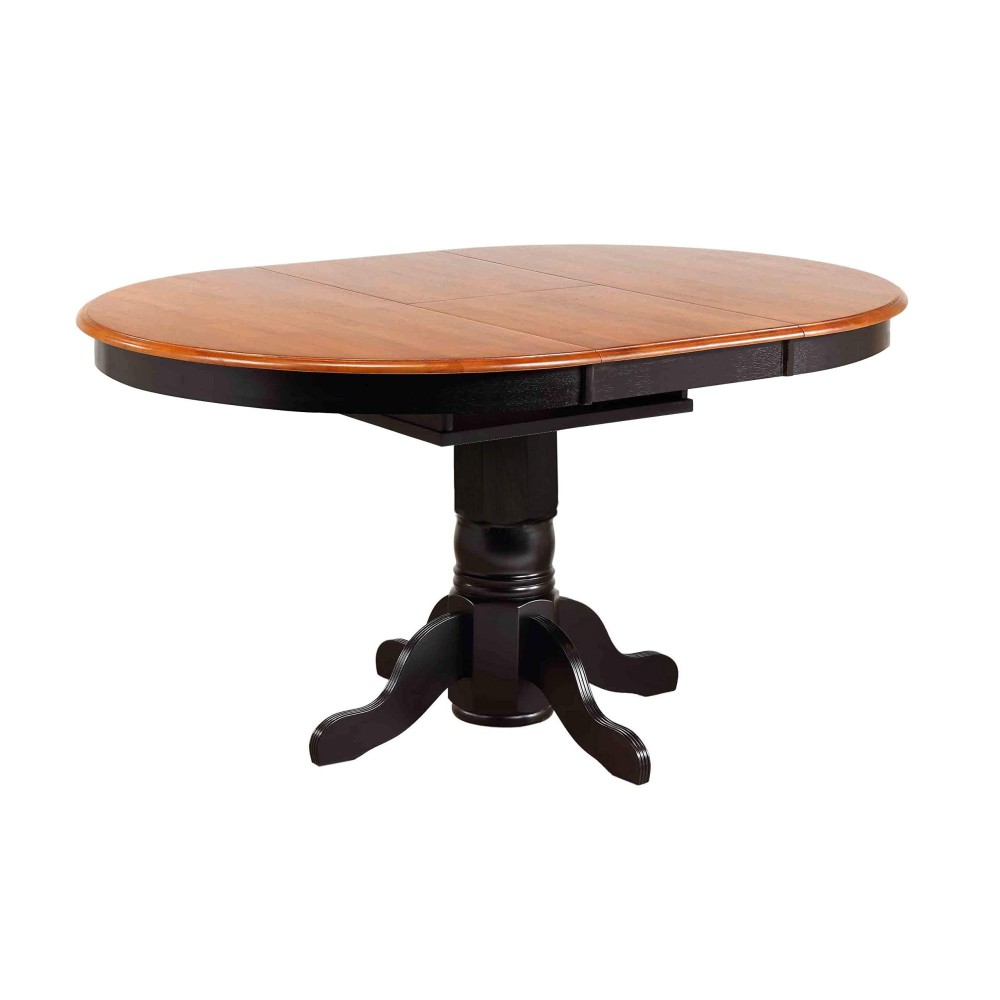 Sunset Trading Pedestal Pub Table In Antique Black Base With Cherry Finish Butterfly Top