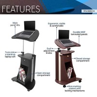 Techni Mobili Sit-To-Stand Rolling Adjustable Storage Medical Laptop Computer Cart, Chocolate