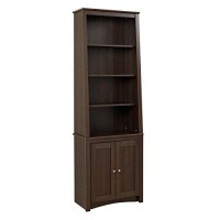 Prepac Espresso Tall Slant-Back Bookcase With 2 Shaker Doors