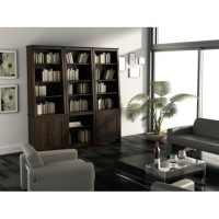 Prepac Espresso Tall Slant-Back Bookcase With 2 Shaker Doors