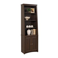 Prepac Espresso Tall Slant-Back Bookcase With 2 Shaker Doors