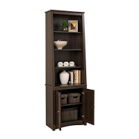 Prepac Espresso Tall Slant-Back Bookcase With 2 Shaker Doors