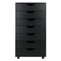 Winsome 7-Drawer Composite Wood Halifax Cabinet, Black, (20792)