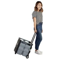 Ecr4Kids Memorystor Universal Rolling Cart, Teacher Cart, Utility Portable Cart W/ Handle For Files, Tools, Groceries And Supplies, Folds Flat To 3 Inches, Holds 65 Lbs, Black, 17 L X 15.25 W X 16 H, Model Number: Elr-0547B