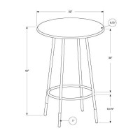 Monarch Specialties Metal Diameter Bar Table, 30-Inch, Cappuccino/Marble/Coffee