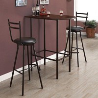 Monarch Specialties Metal Space Saver Bar Table, 24 By 36-Inch, Cappuccino/Black, 36 X 24 X 41