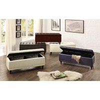 Homelegance Faux Leather Lift Top Storage Bench With Tufted Accents, Dark Brown