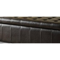 Homelegance Faux Leather Lift Top Storage Bench With Tufted Accents, Dark Brown