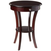 Frenchi Furniture Wood Round Table With Drawer And Shelf ,Espresso