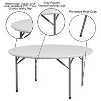 Flash Furniture Kathryn 5-Foot Round Granite White Plastic Folding Table