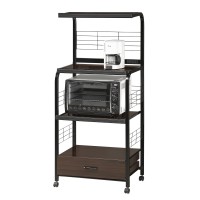 Crown Mark Kitchen Shelf With Casters, Black