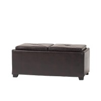 Christopher Knight Home Maxwell Leather Tray Ottoman, Espresso