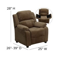 Flash Furniture Charlie Deluxe Padded Contemporary Brown Microfiber Kids Recliner With Storage Arms