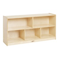 Ecr4Kids 5-Compartment Mobile Storage Cabinet, 24In, Classroom Furniture, Natural