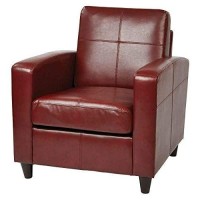 Osp Home Furnishings Venus Club Accent Chair With Espresso Finish Legs, Crimson Red Faux Leather