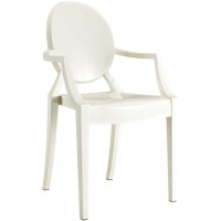 Modway Casper Modern Acrylic Stacking Kitchen And Dining Room Arm Chair In White - Fully Assembled